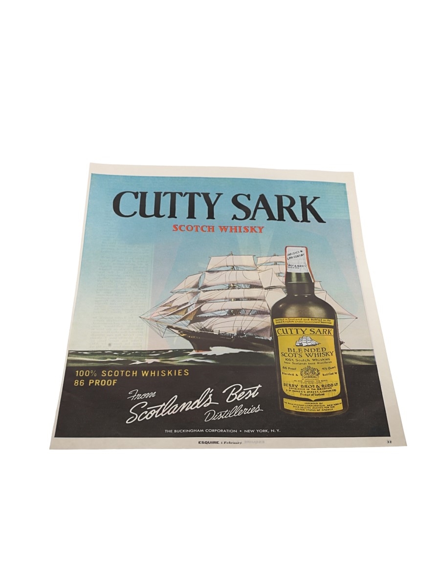 Cutty Sark Blended Scots Whisky Advertising Print 1960s - From Scotland's Best Distilleries 24cm x 33cm