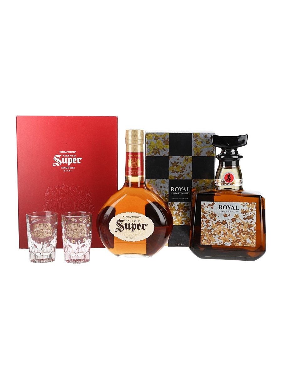Suntory Royal Cherry Blossom & Nikka Rare Old Super Glasses