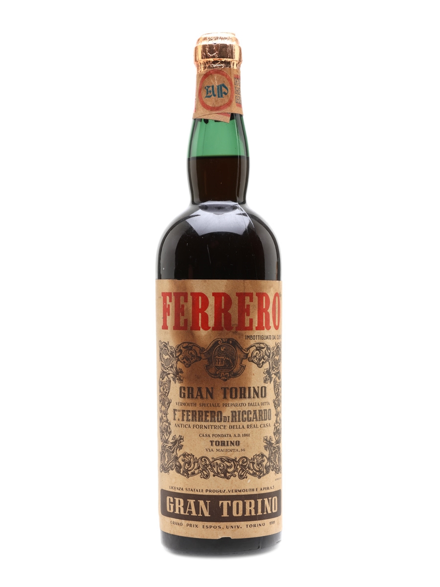 Ferrero Gran Torino Dry Vermouth Bottled 1950s 75cl