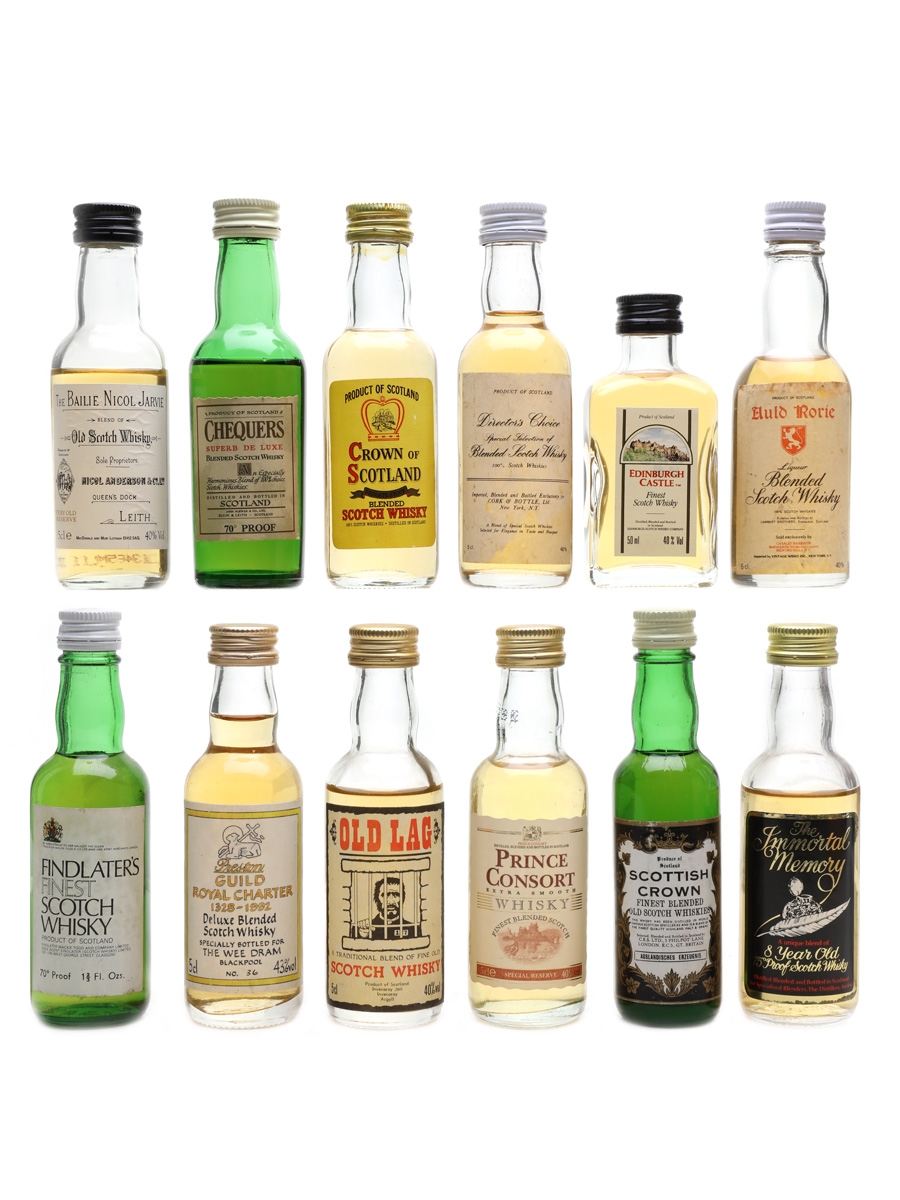 Assorted Blended Scotch Whisky Bailie Nicol Jarvie, Findlater's, Director's Choice 12 x 5cl