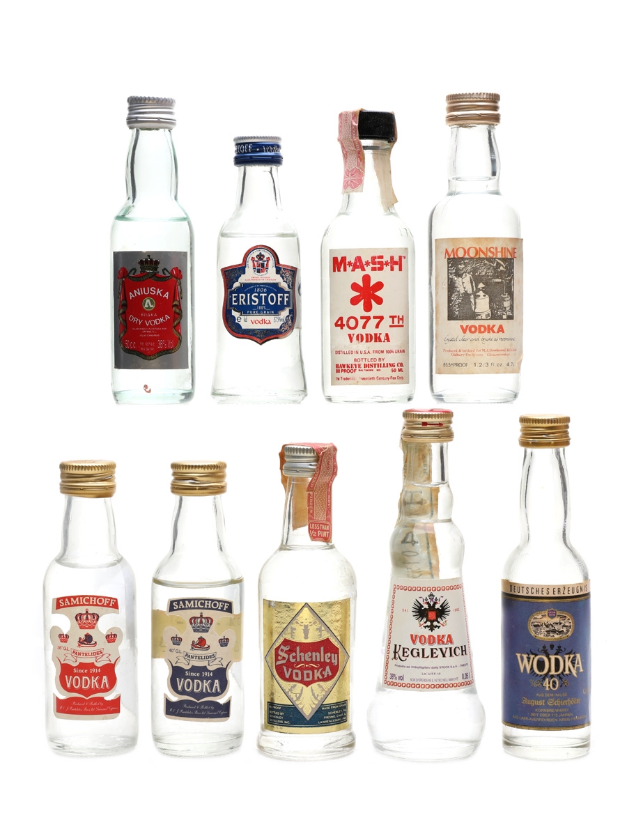 Assorted Vodka Eristoff, Keglevich, Schenley 9 x 5cl