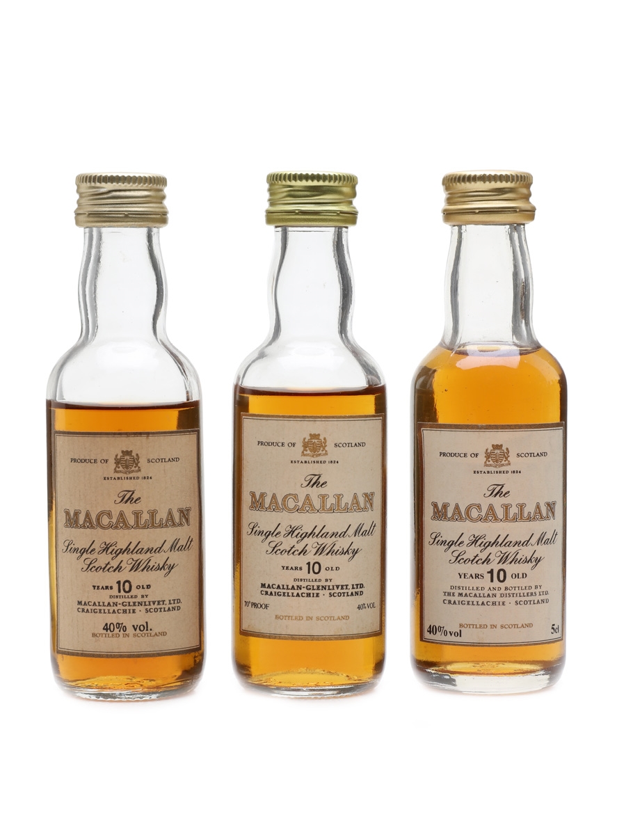 Macallan 10 Year Old Bottled 1990s 3 x 5cl