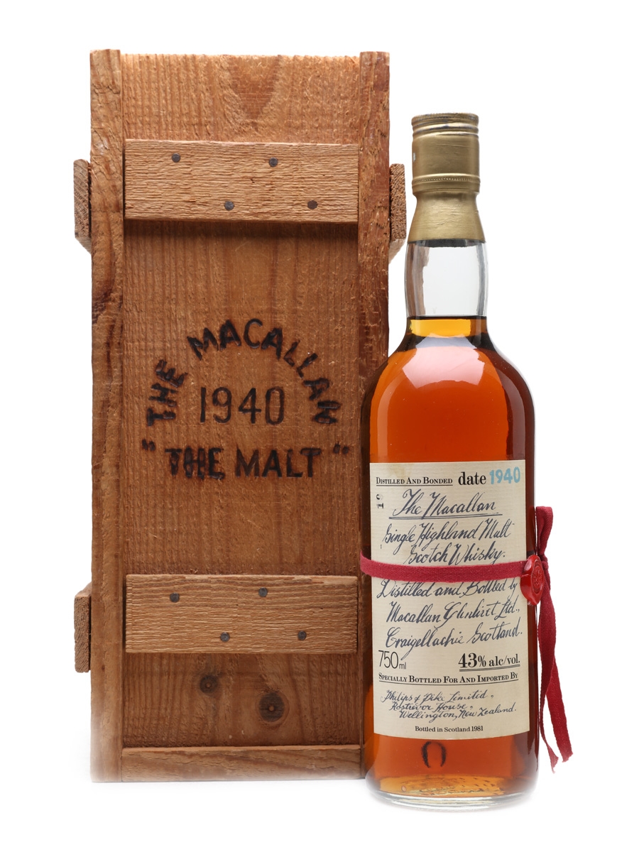 Macallan 1940 Handwritten Label Bottled 1981 - Philips & Pike, New Zealand 75cl / 43%