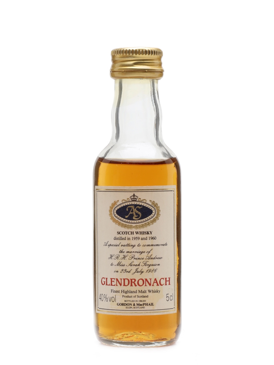 Glendronach Royal Wedding 1959 & 1960 Bottled 1986 G & M 5cl / 40%
