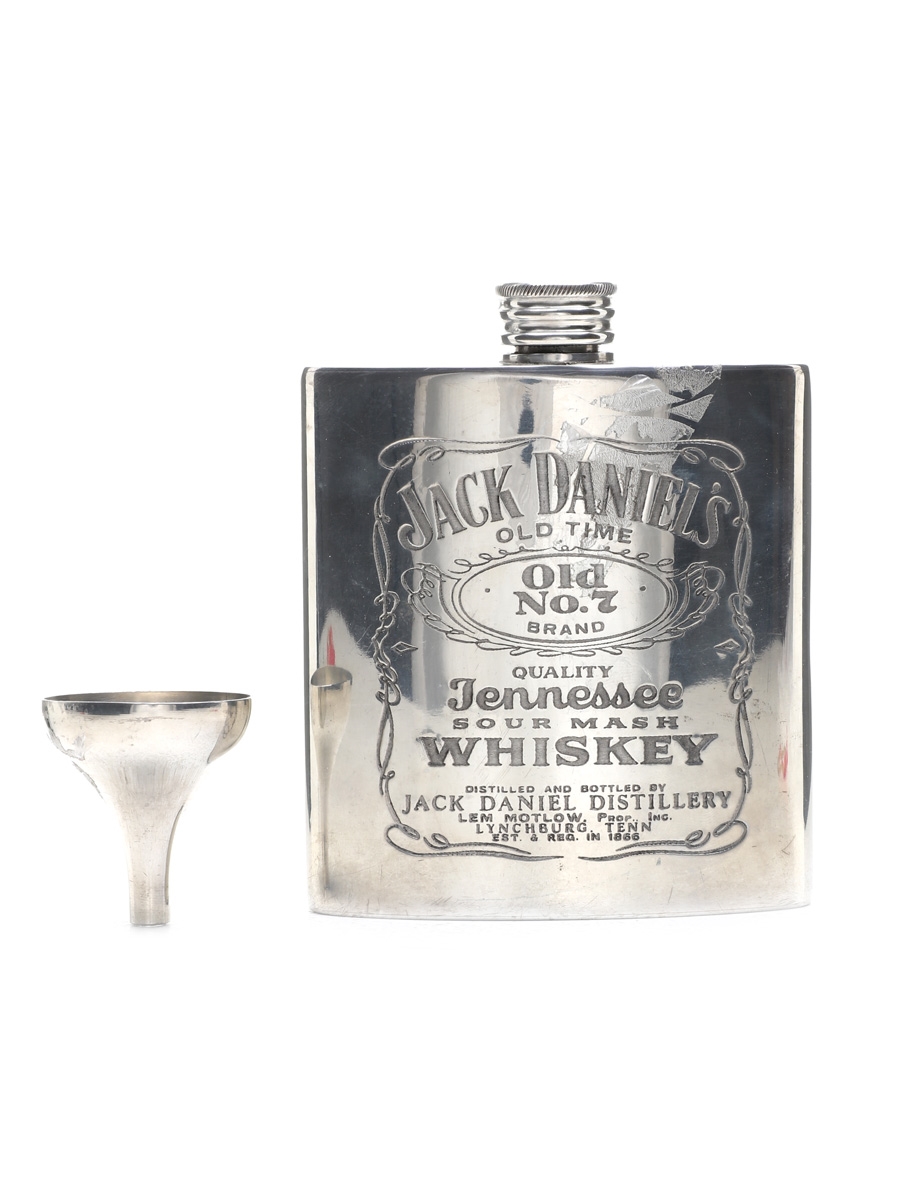 Jack Daniel's Hip Flask With Funnel English Pewter 
