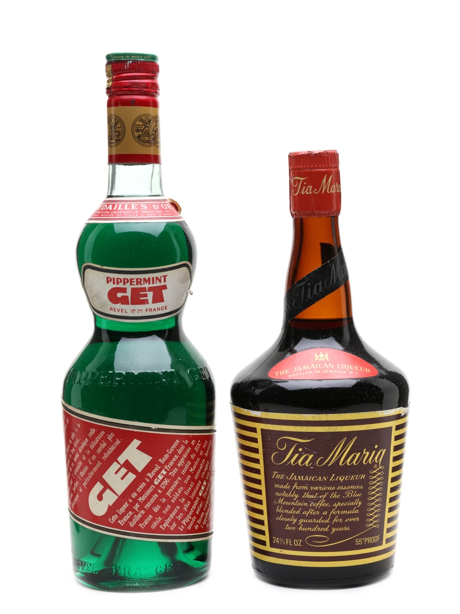 Get Pippermint & Tia Maria Bottled 1970s 68cl & 70cl