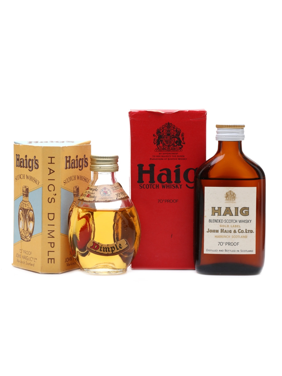 Haig's Dimple & Gold Label Bottled 1960s 2 x 5cl / 40%