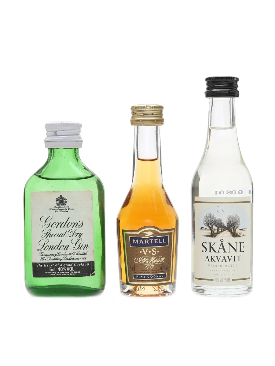 Gordon's Gin, Martell VS, Skane Akvavit  3cl & 2 x 5cl / 40%
