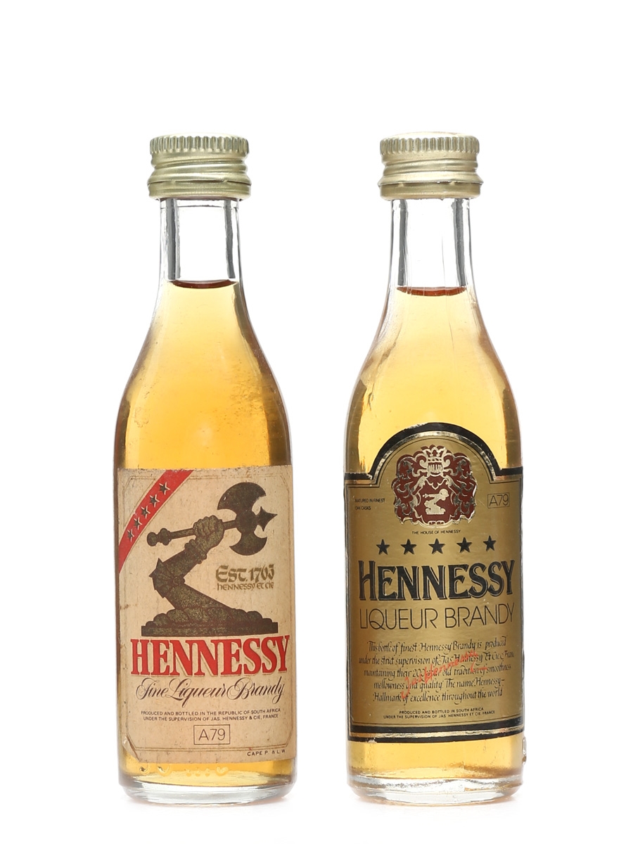 Hennessy Five Star Bottled 1970s-1980s 2 x 5cl