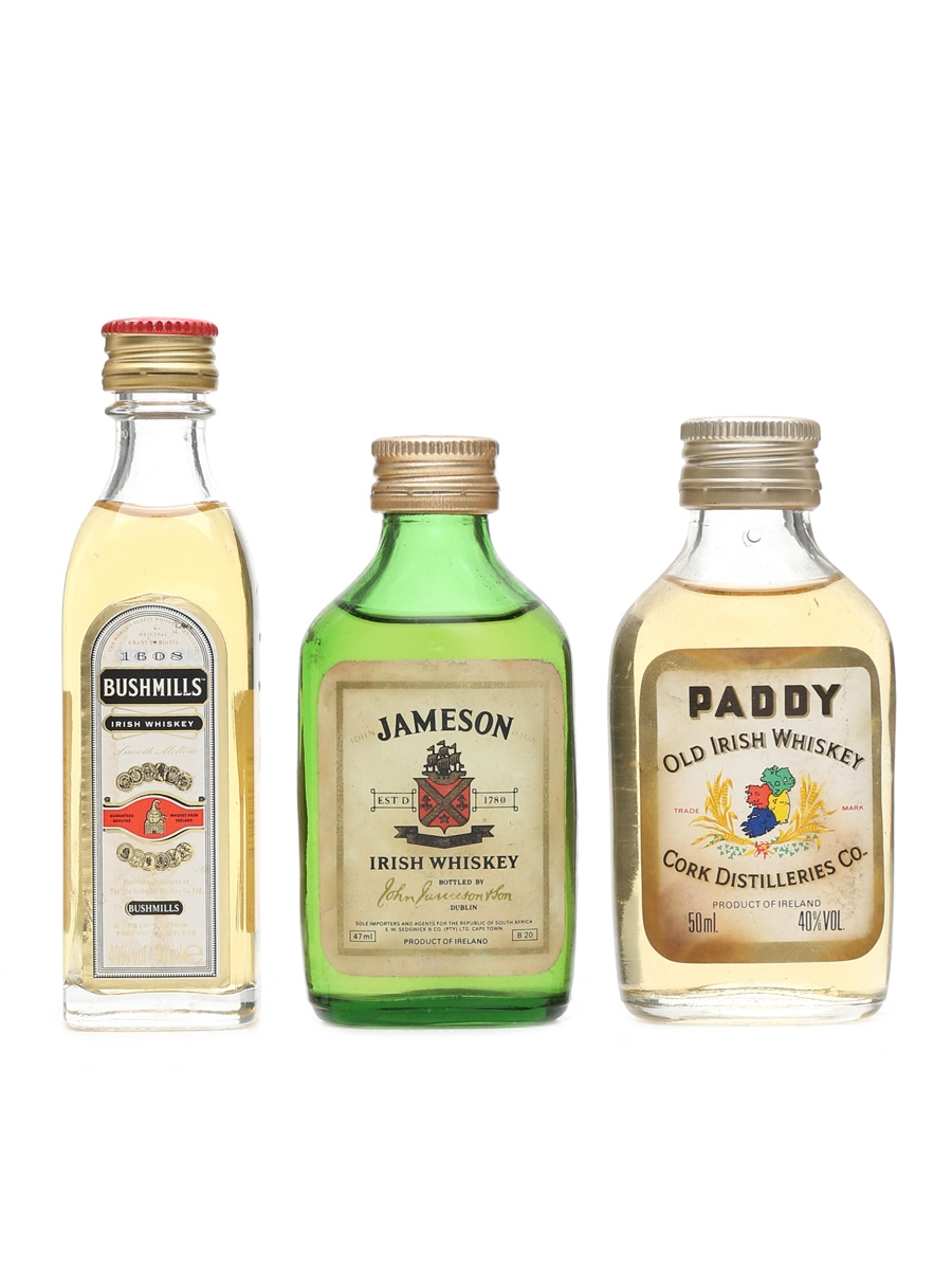 Bushmills, Jameson, Paddy Bottled 1970s-1980s 3 x 5cl