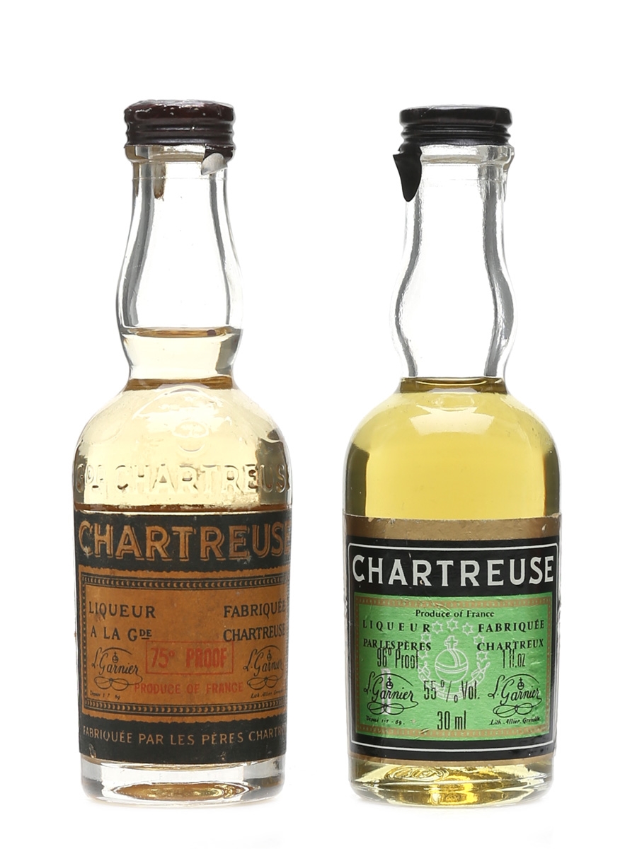 Chartreuse Green & Yellow Liqueurs Bottled 1950s & 1970s 2 x 3cl
