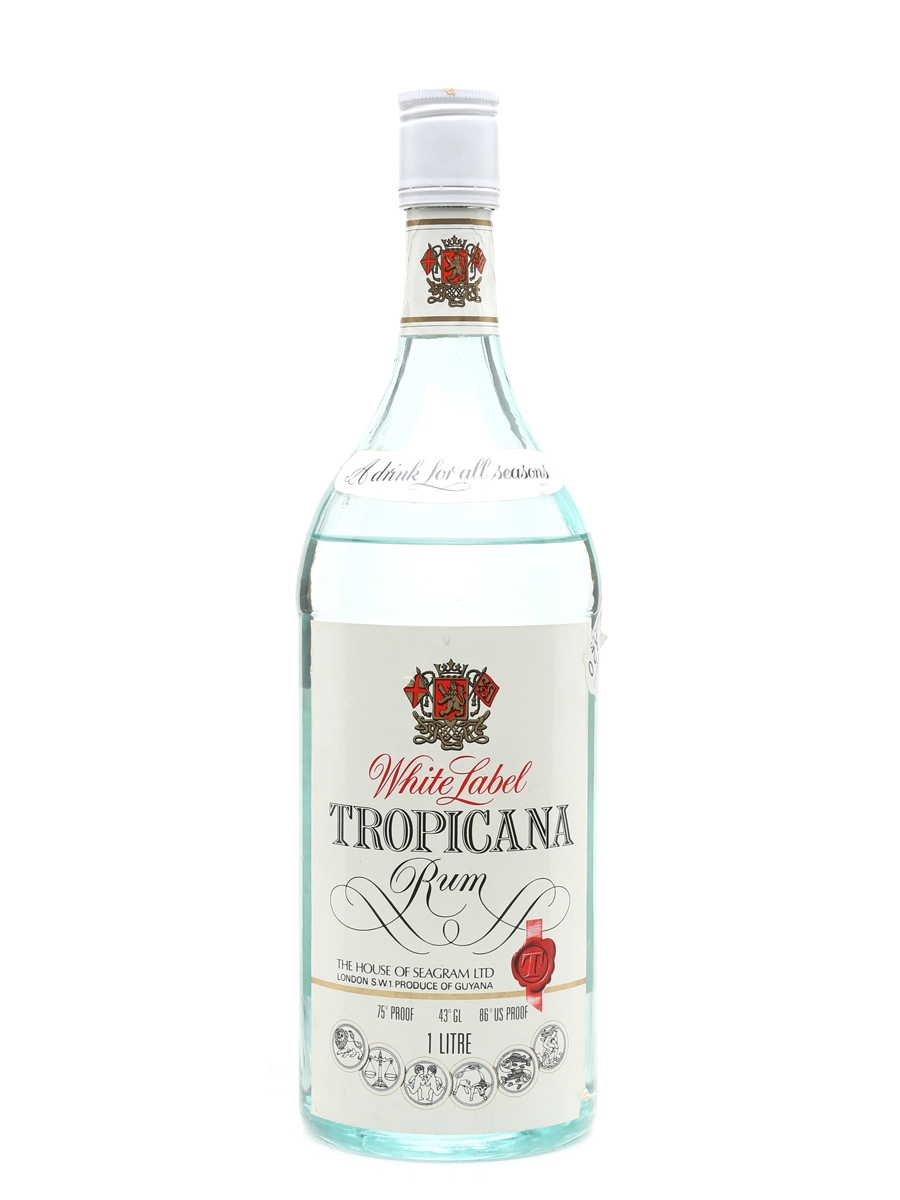 Seagram White Label Tropicana Rum Bottled 1970s 100cl / 43%