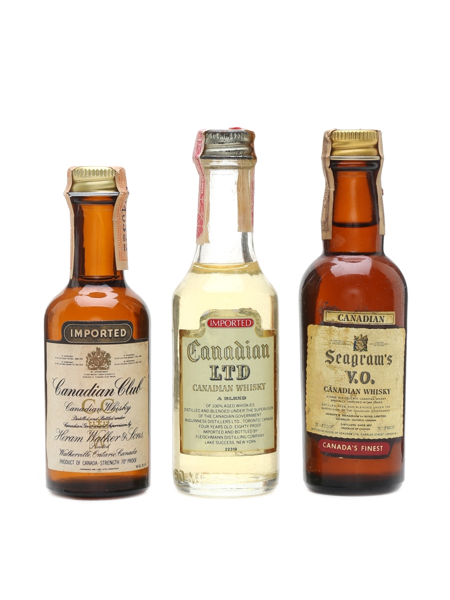 Canadian Club, Canadian Ltd, Seagrams VO Bottled 1970s-1980s 3 x 5cl