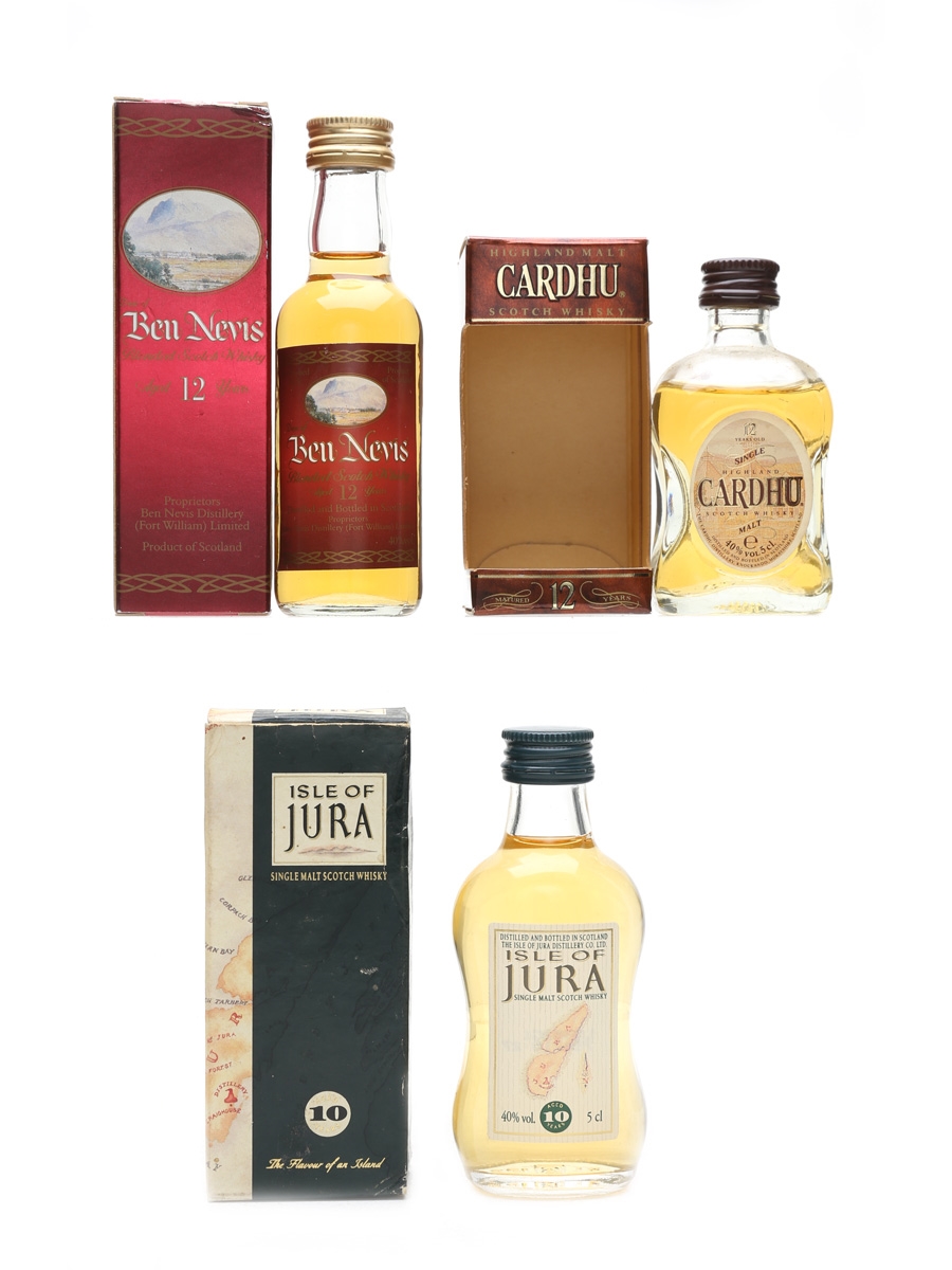 Ben Nevis, Cardhu, Isle Of Jura Bottled 1980s-1990s 3 x 5cl / 40%