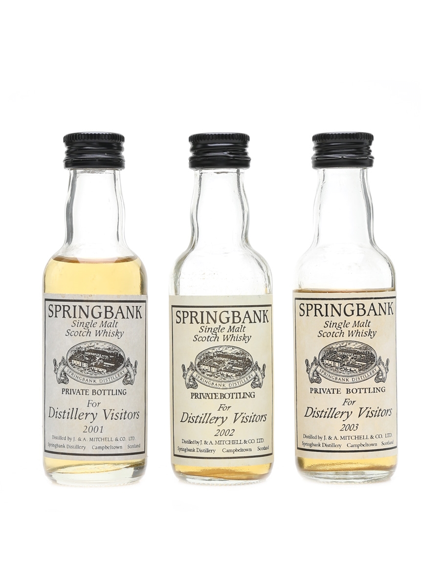 Springbank Distillery Visitors 2001, 2002 & 2003 Private Bottling 3 x 5cl