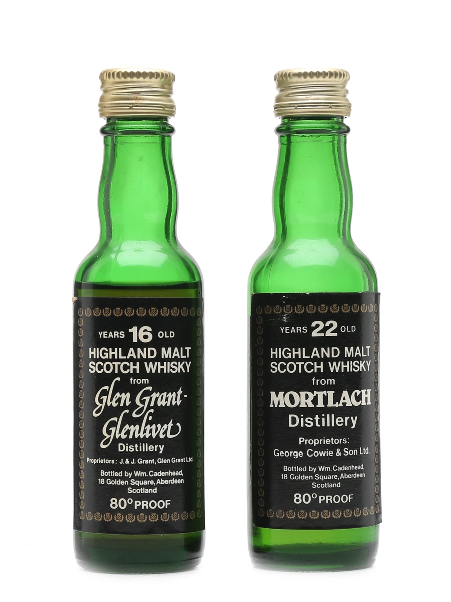 Glen Grant 16 Year Old & Mortlach 22 Year Old Bottled 1970s - Cadenhead's 2 x 5cl / 46%