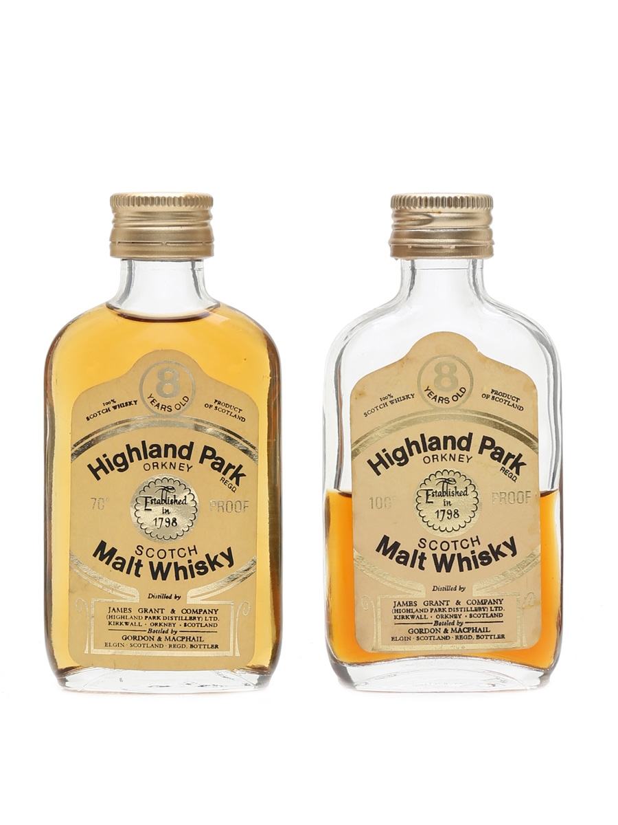 Highland Park 8 Year Old Bottled 1970s - Gordon & MacPhail 2 x 5cl