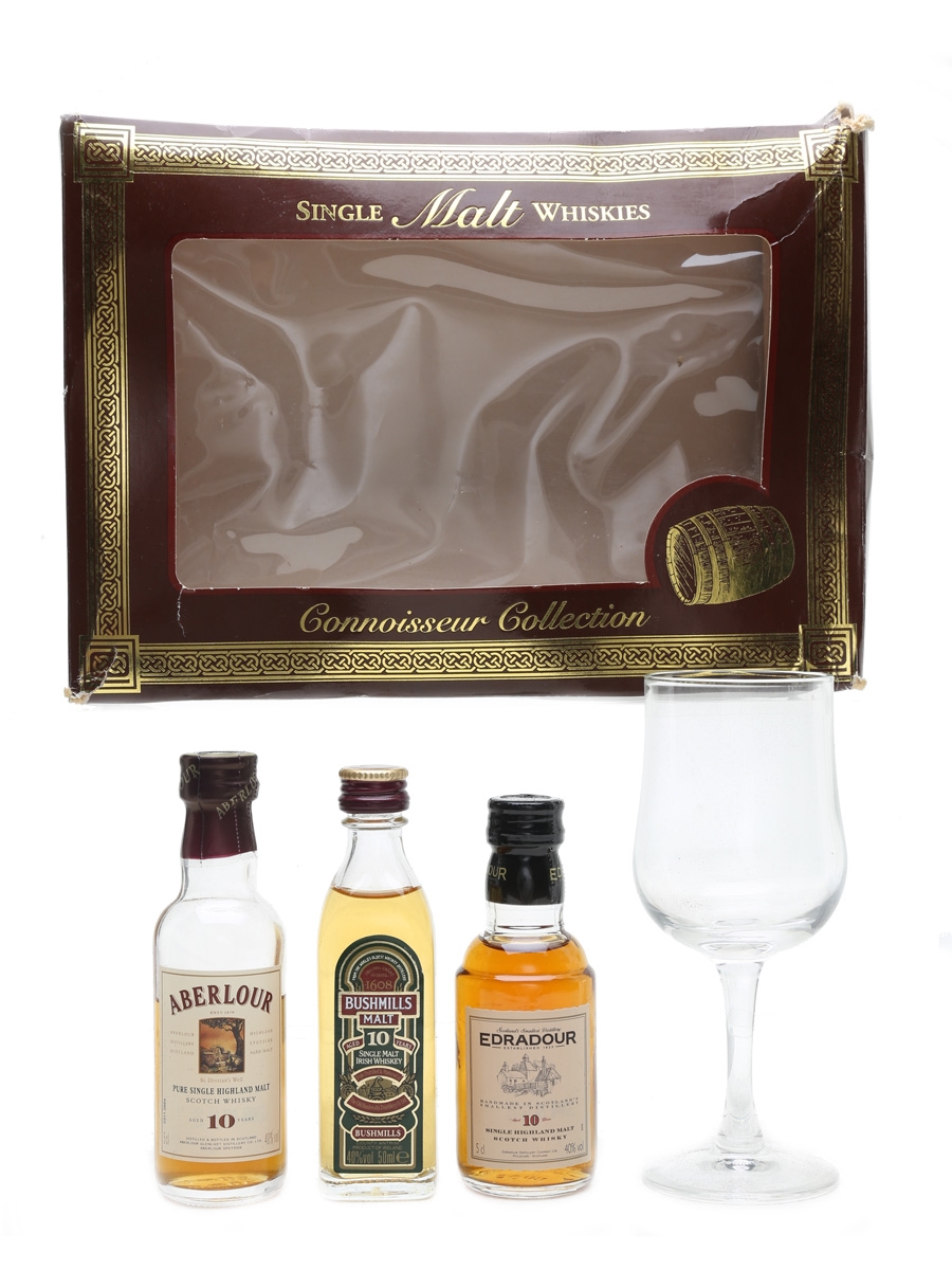 Connoisseur Collection Single Malt Whiskies Aberlour, Bushmills & Edradour Set 3 x 5cl / 40%
