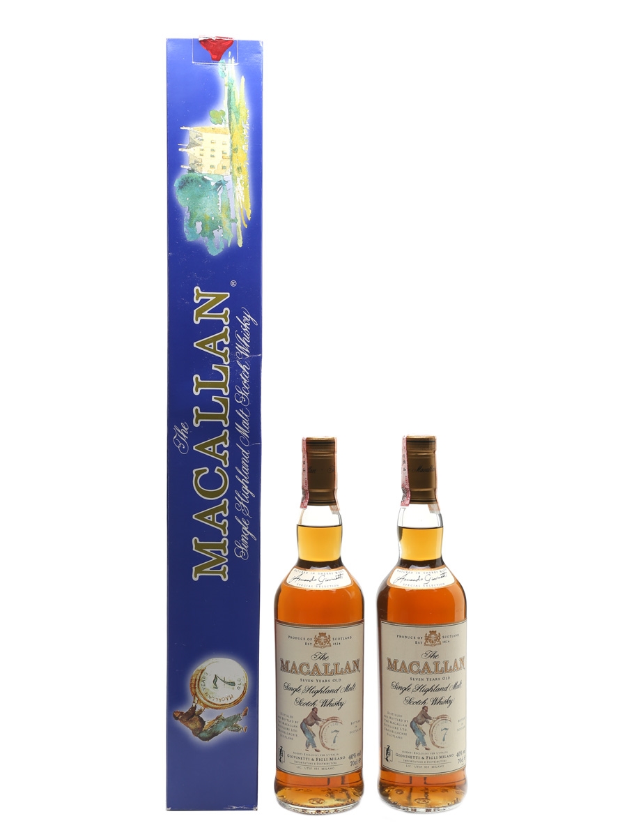 Macallan 7 Year Old - Pair Bottled 1990s - Giovinetti 2 x 70cl / 40%