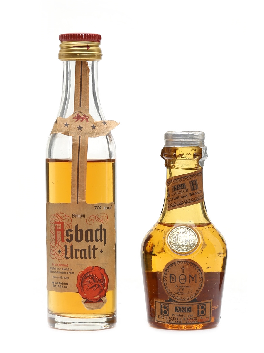 Asbach Brandy & Benedictine B And B Liqueur Bottled 1950s & 1970s 2 x 5cl