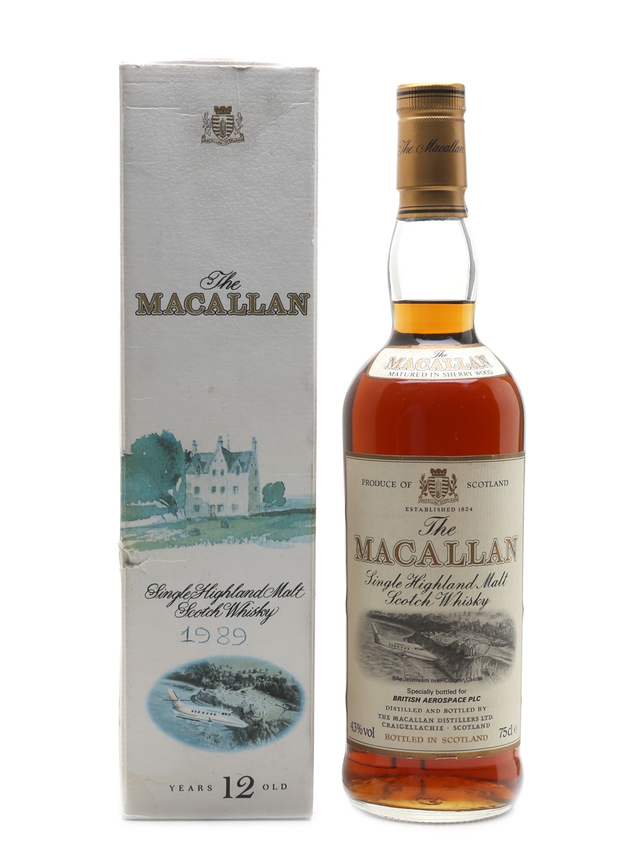 Macallan 12 Year Old Bottled 1980s - British Aerospace BAE Jetstream 75cl / 43%