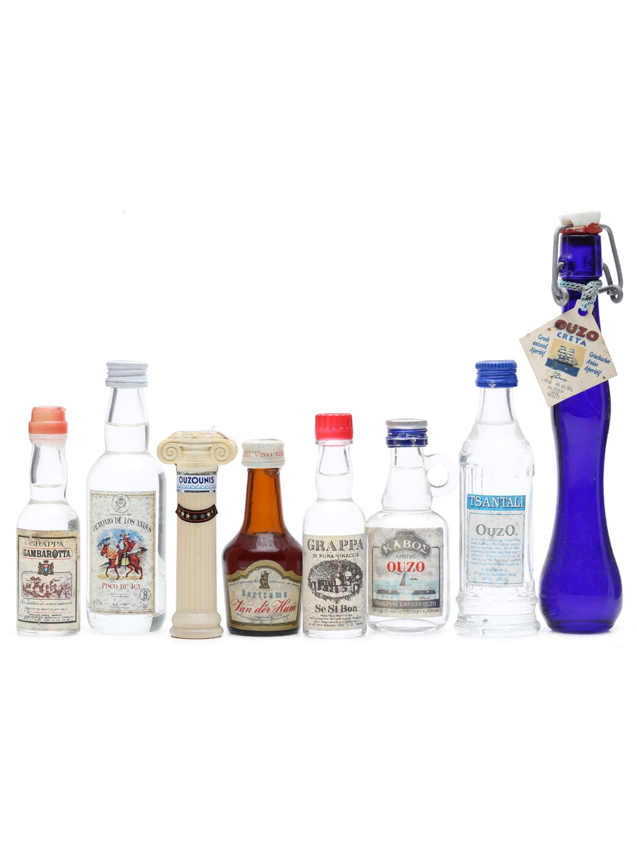 8 Assorted Ouzo & Grappa Miniatures 