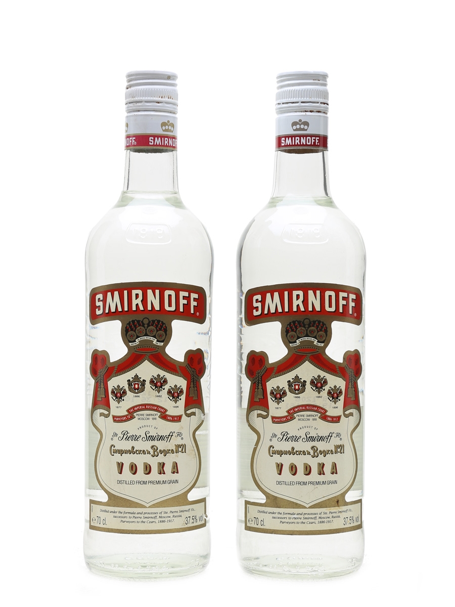 Smirnoff vodka labels through the years