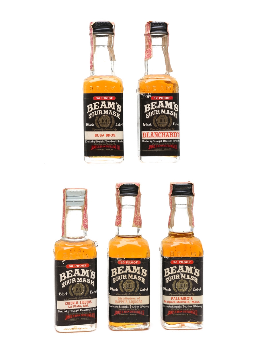 Beam's Sour Mash Black Label Bottled 1977-1985 5 x 4.7cl / 45%