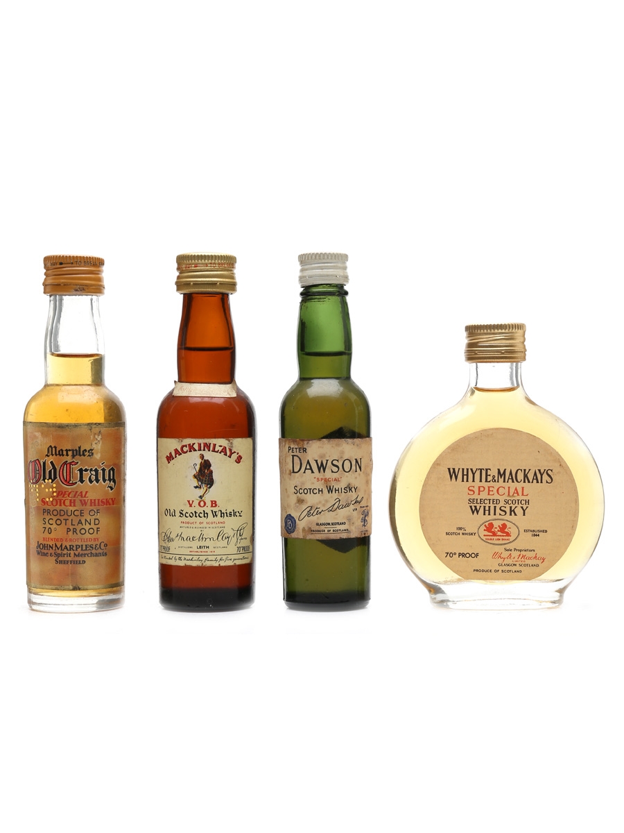 Assorted Blended Scotch Whisky Bottled 1960s - Mackinlay's, Old Craig, Peter Dawson, Whyte & Mackays 4 x 5cl / 40%