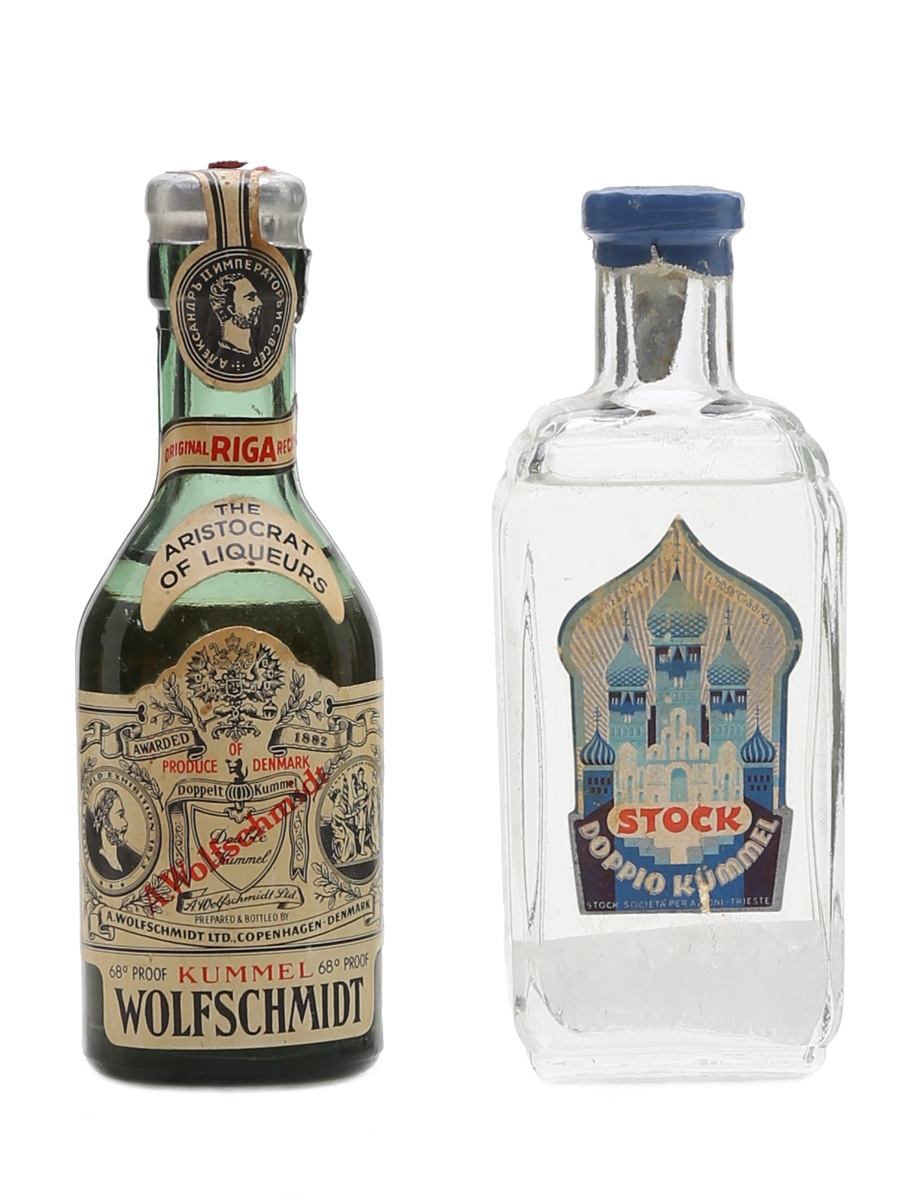Stock Doppio & Wolfschmidt Kummel Bottled 1950s 2 x 5cl