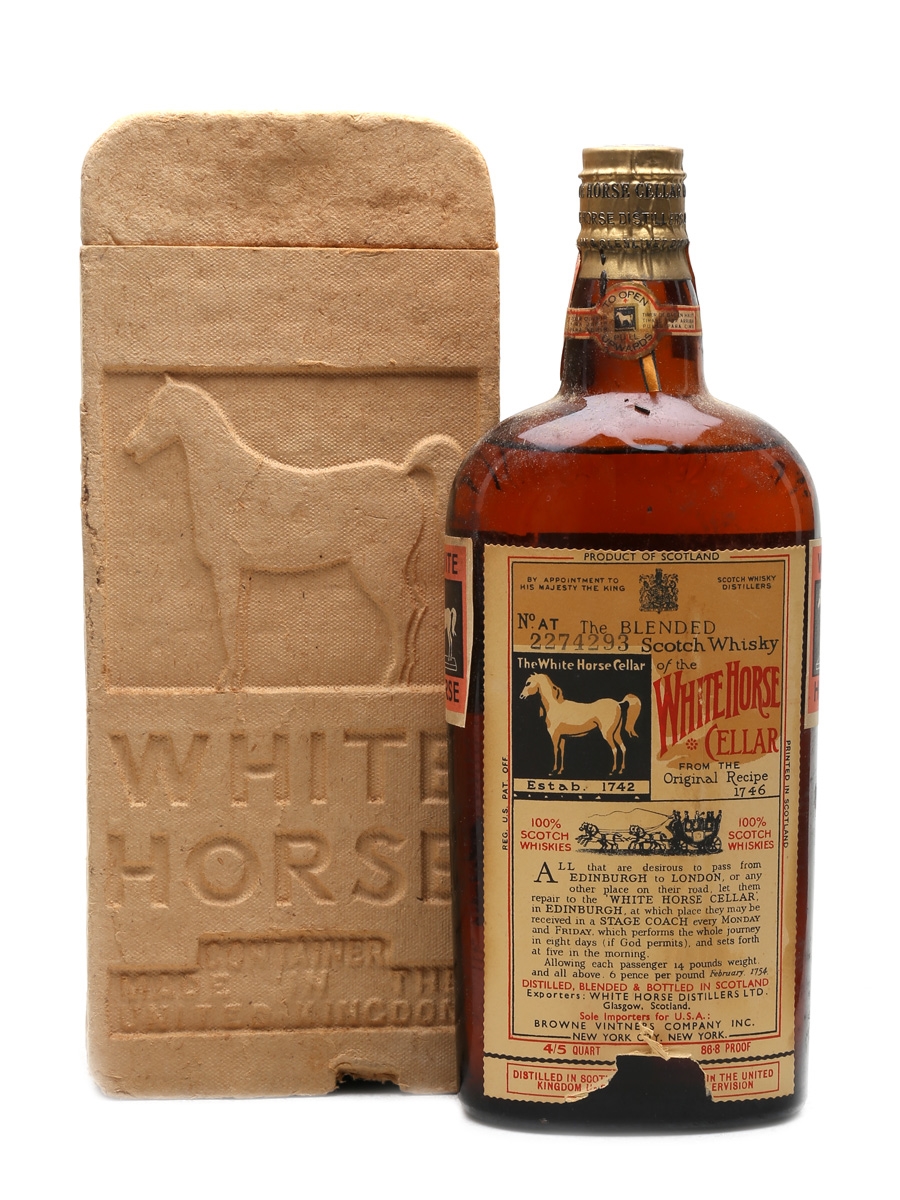 White Horse Spring Cap Bottled 1945-1952 - Browne Vintners 75.7cl / 43.4%