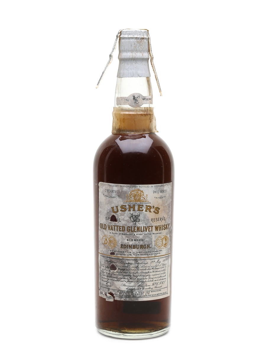 Usher's Old Vatted Glenlivet Spring Cap Bottled 1920s-1940s 75cl / 40%