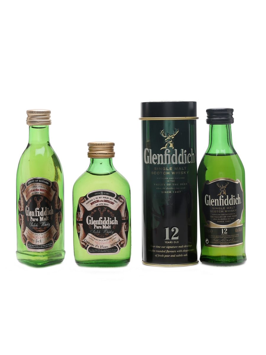 Glenfiddich 8 Year Old, 12 Year Old & Pure Malt  3 x 4.7cl-5cl / 40%
