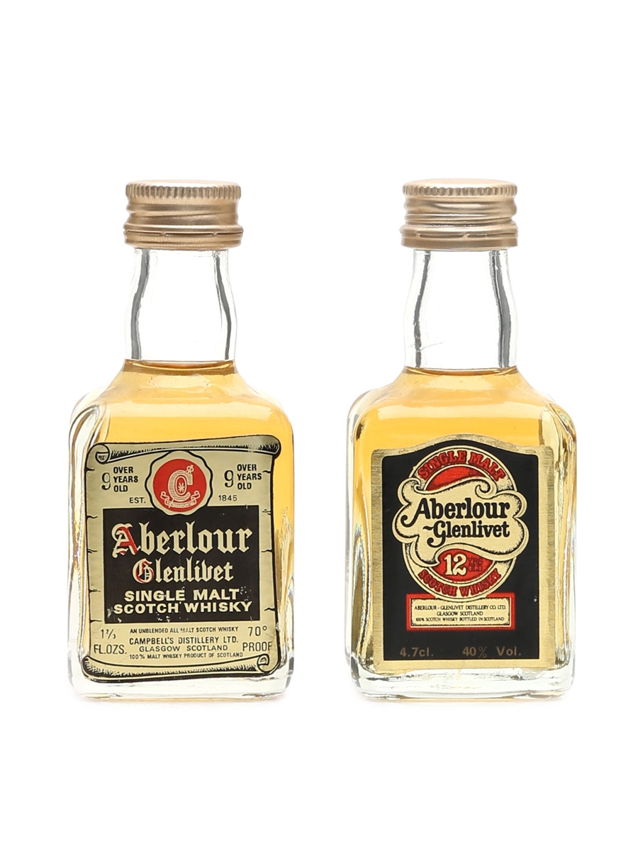 Aberlour Glenlivet 9 & 12 Year Old Bottled 1970s & 1980s 2 x 4.7cl / 40%