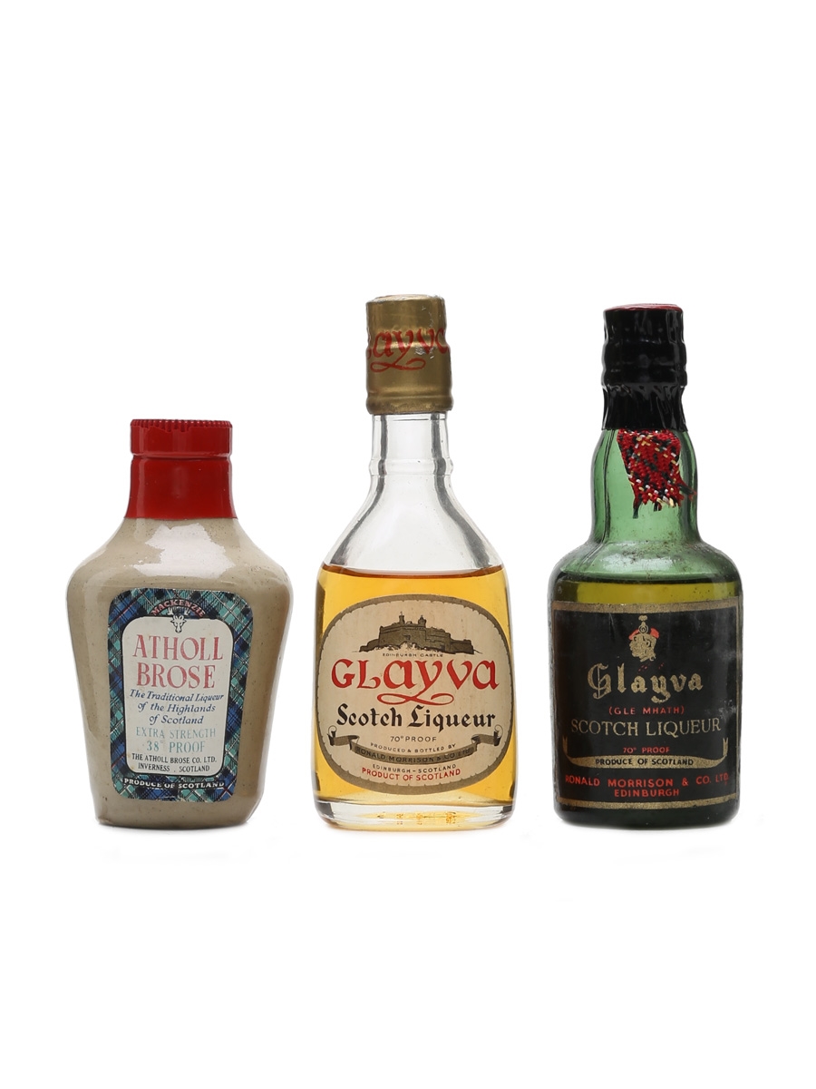 Atholl Brose & Glayva Bottled 1950s & 1960s 3 x 5cl