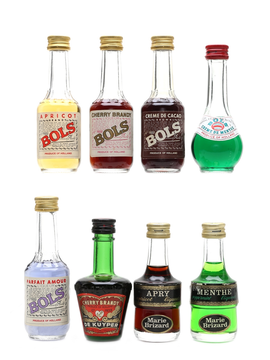 Bols, De Kuyper & Marie Brizard Bottled 1960s-1970s 8 x 2.8cl-5cl