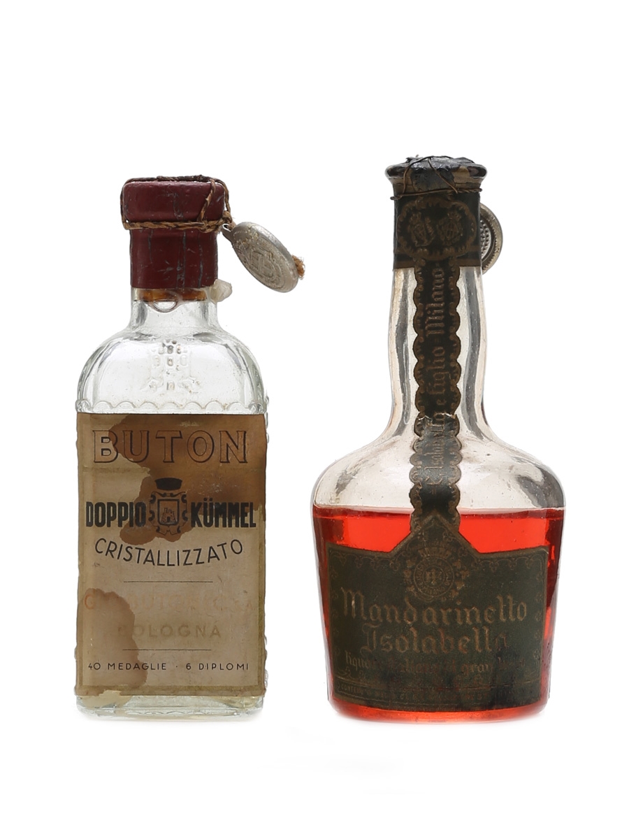 Buton Doppio Kummel & Isolabella Mandarinetto Bottled 1944-1947 6.5cl & 8cl