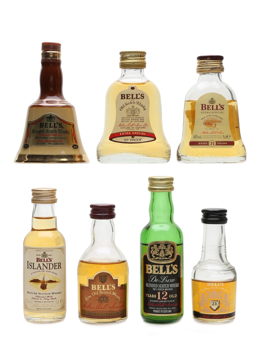 Bell's Blended Scotch Whisky Extra Special, Islander, Ceramic, 8, 12 & 21 Year Old 7 x 3cl-5cl