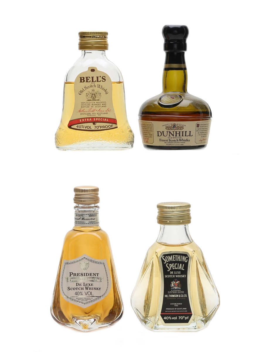 Bell's, Dunhill, President & Something Special Bottled 1970s & 1980s 4 x 5cl