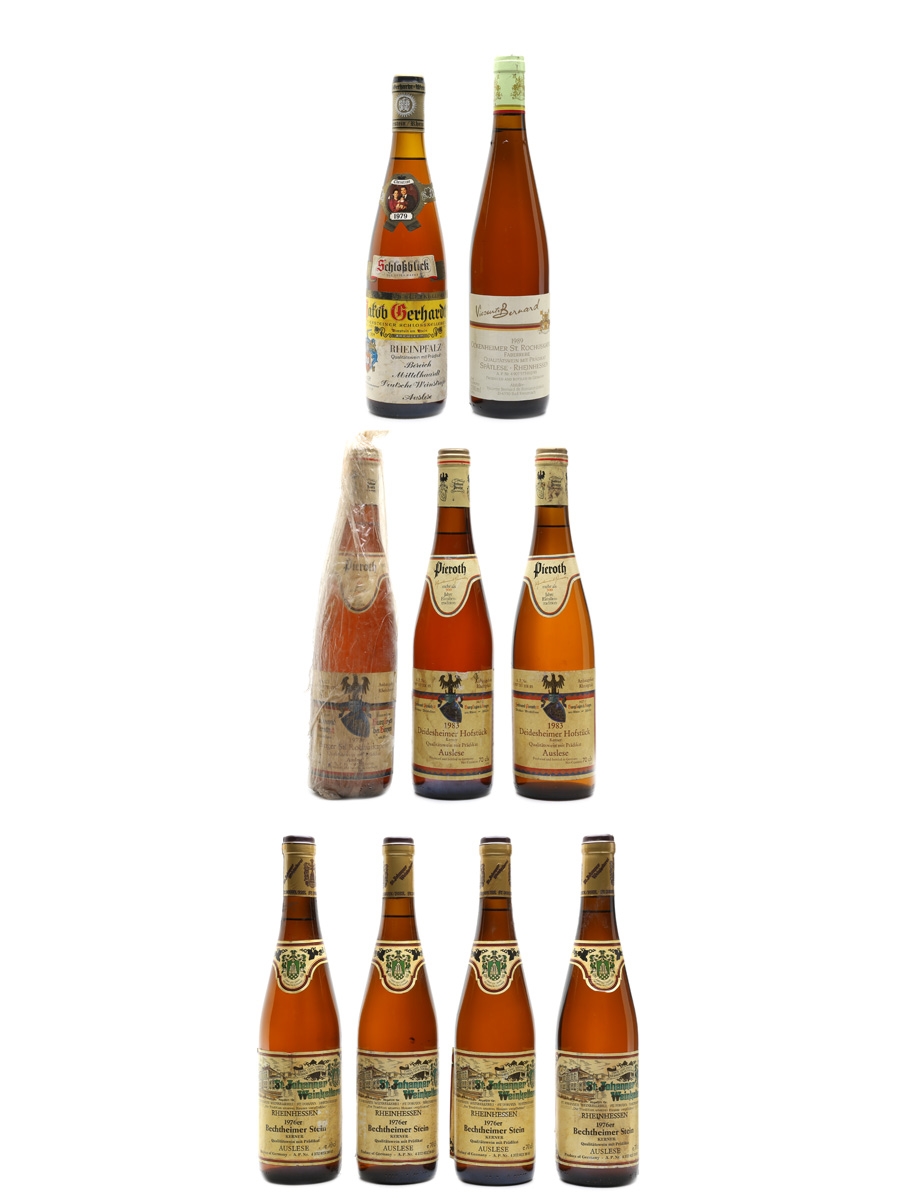 Assorted German Spatlese & Auslese Wine 1973-1989 St. Johanner Weinkellerei, Pieroth & Jakub Gerhardt 9 x 70-75cl