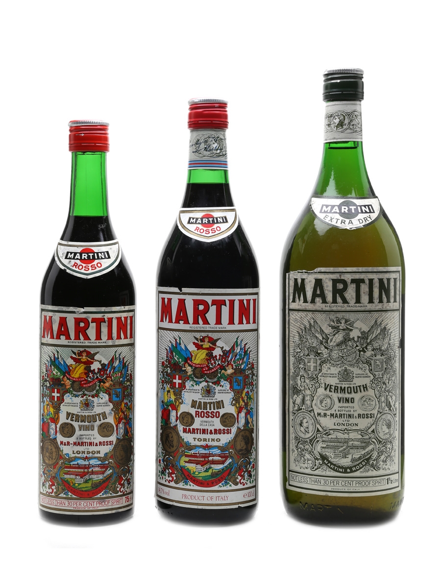 Martini Extra Dry & Rosso Bottled 1970s & 1980s 3 x 75cl-150cl