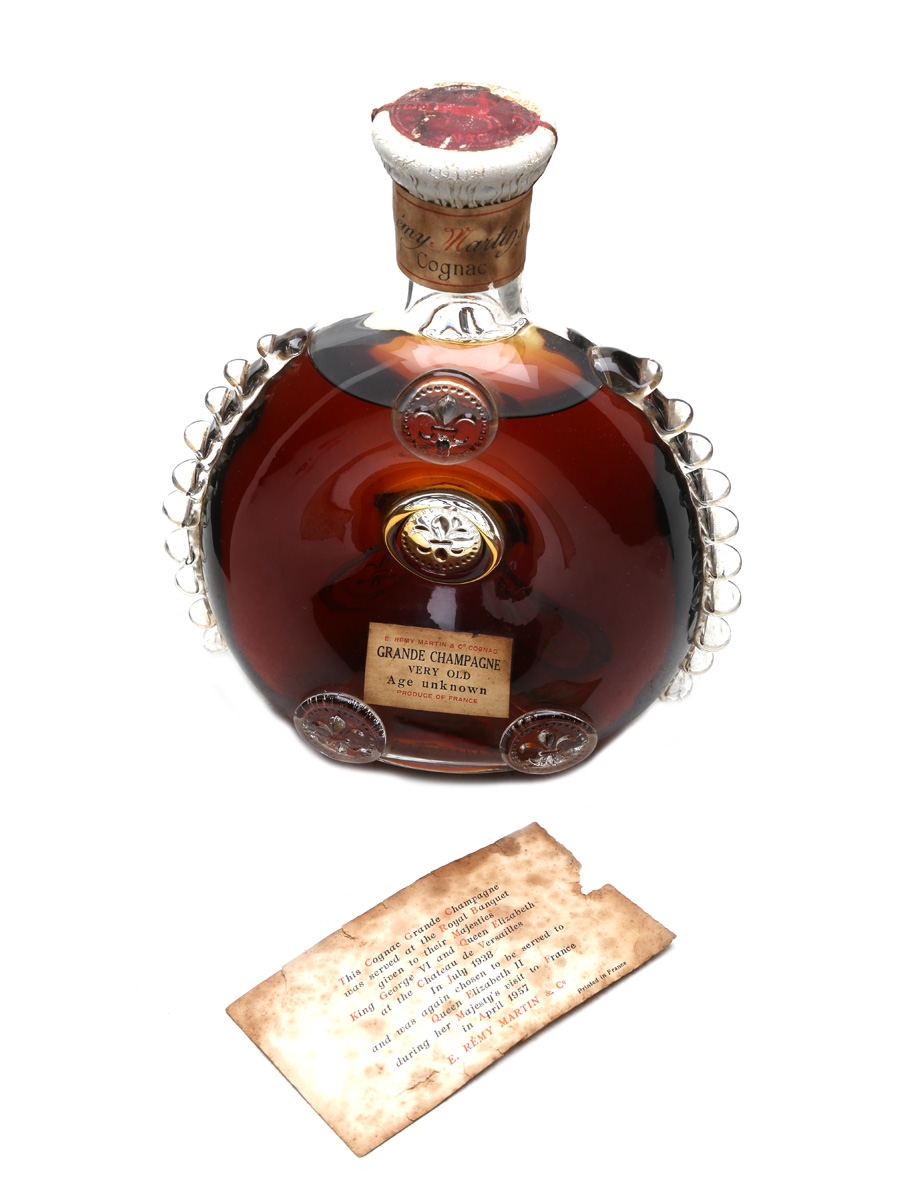 Bonhams : Rémy Martin Louis XIII Very Old Grande Champagne Cognac (1), This  Cognac was served to HM King George VI & Queen Elizabeth at a banquet at  the Château de Versailles