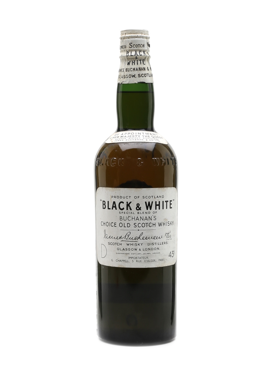 Black & White Spring Cap Bottled 1950s-1960s - Chappell 75cl / 43%