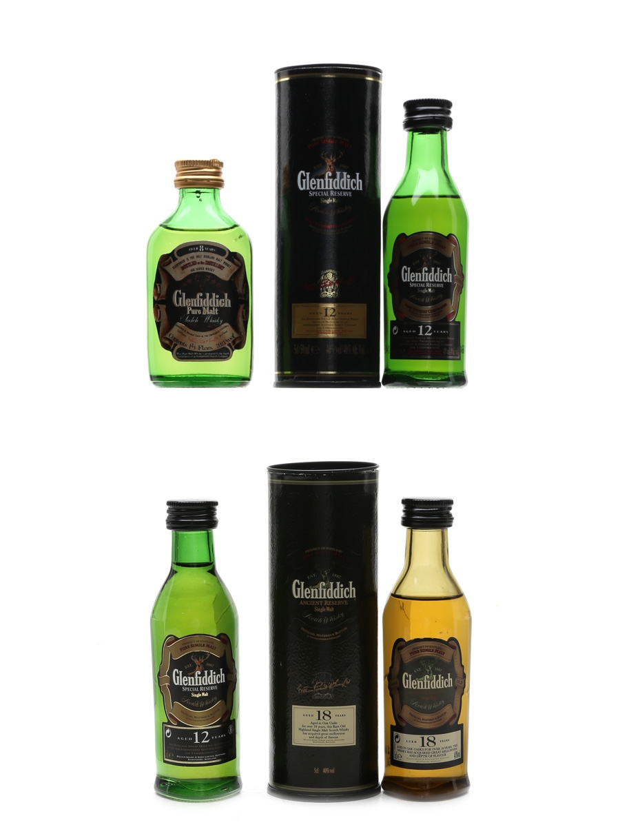 Glenfiddich 8 Year Old, 12 Year Old & 18 Year Old  4 x 4.7cl-5cl / 40%