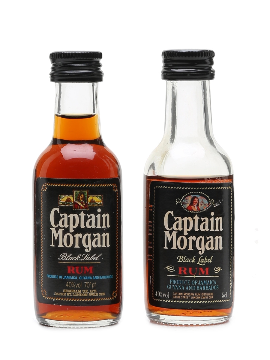 Captain Morgan Black Label Bottled 1970s & 1980s 2 x 5cl / 40%