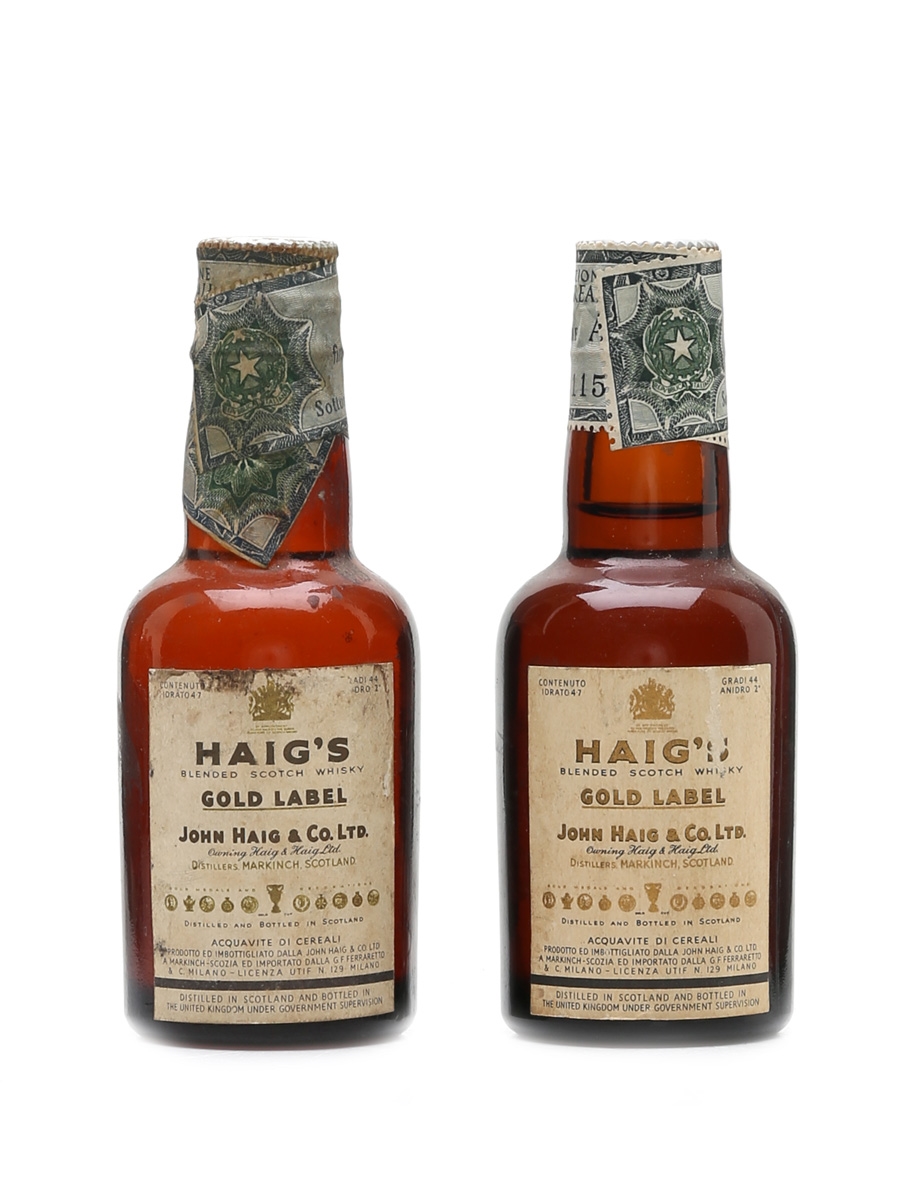 Haig Gold Label Bottled 1960s - Ferraretto 2 x 4.7cl / 44%