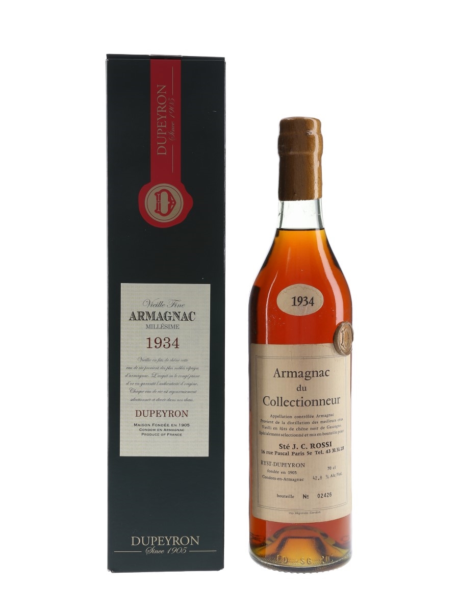 Dupeyron 1934 Armagnac Bottled for J C Rossi, Paris 70cl / 42.8%