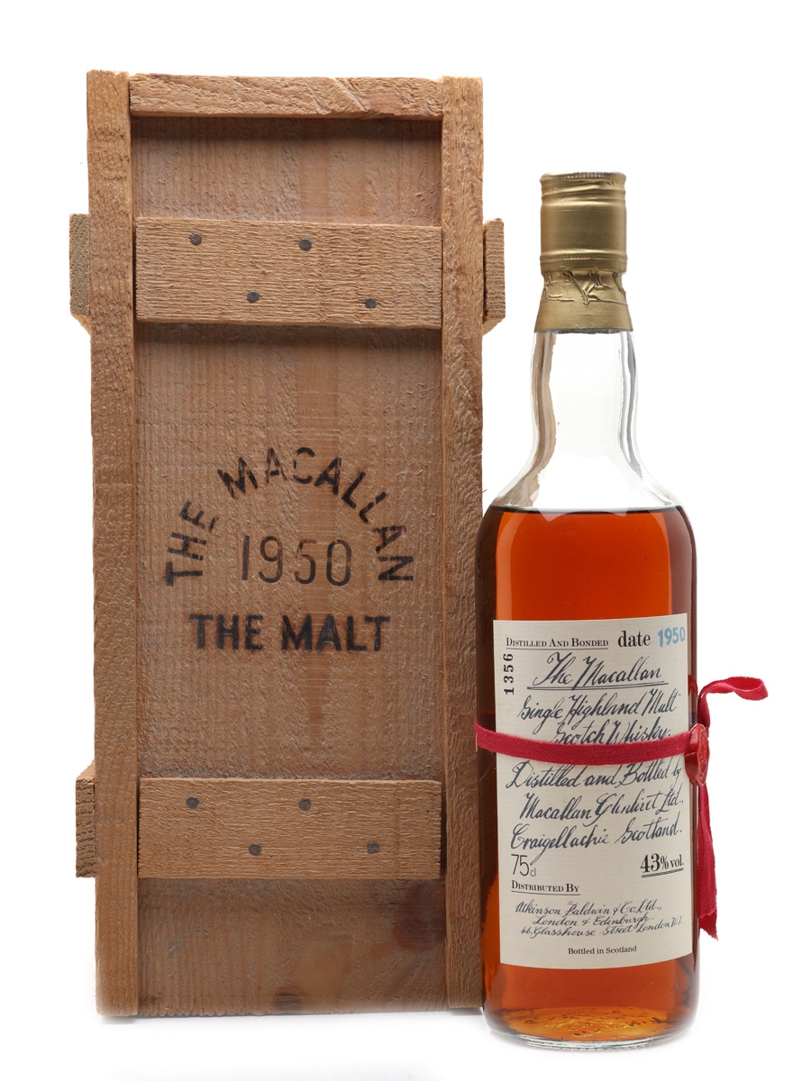 Macallan 1950 Handwritten Label Bottled 1980s - Atkinson Baldwin & Co. Ltd. 75cl / 43%