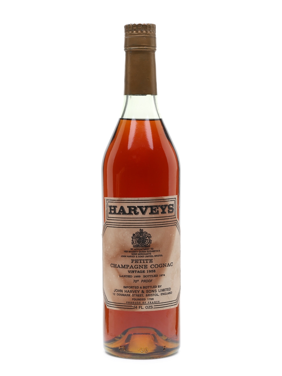 Harveys 1958 Petite Champagne Cognac Landed 1959, Bottled 1974 68cl / 40%