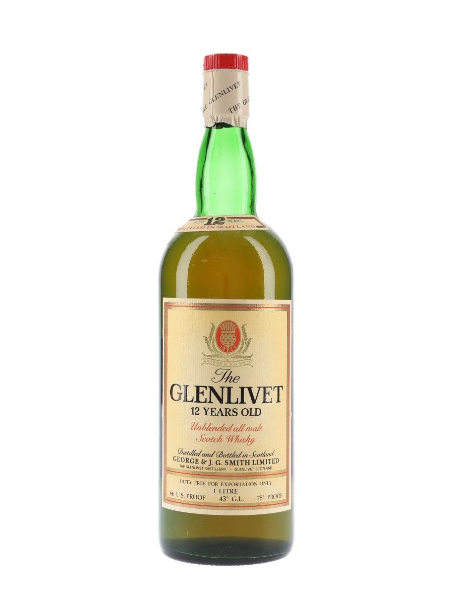 Glenlivet 12 Year Old Bottled 1970s - Duty Free 100cl / 43%